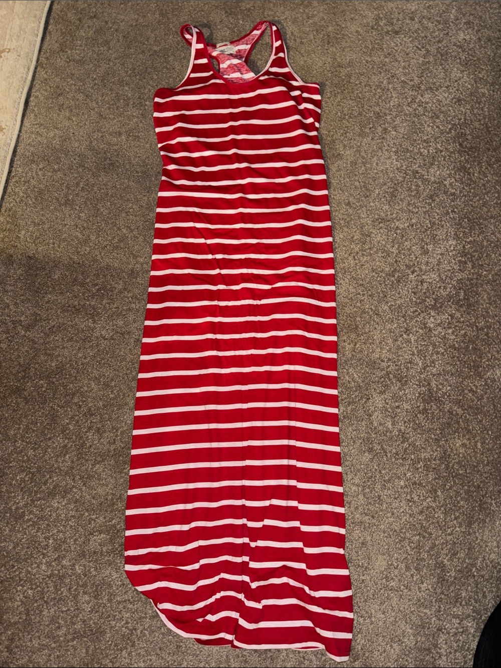 Ralph Lauren Red and White Striped Maxi Dress